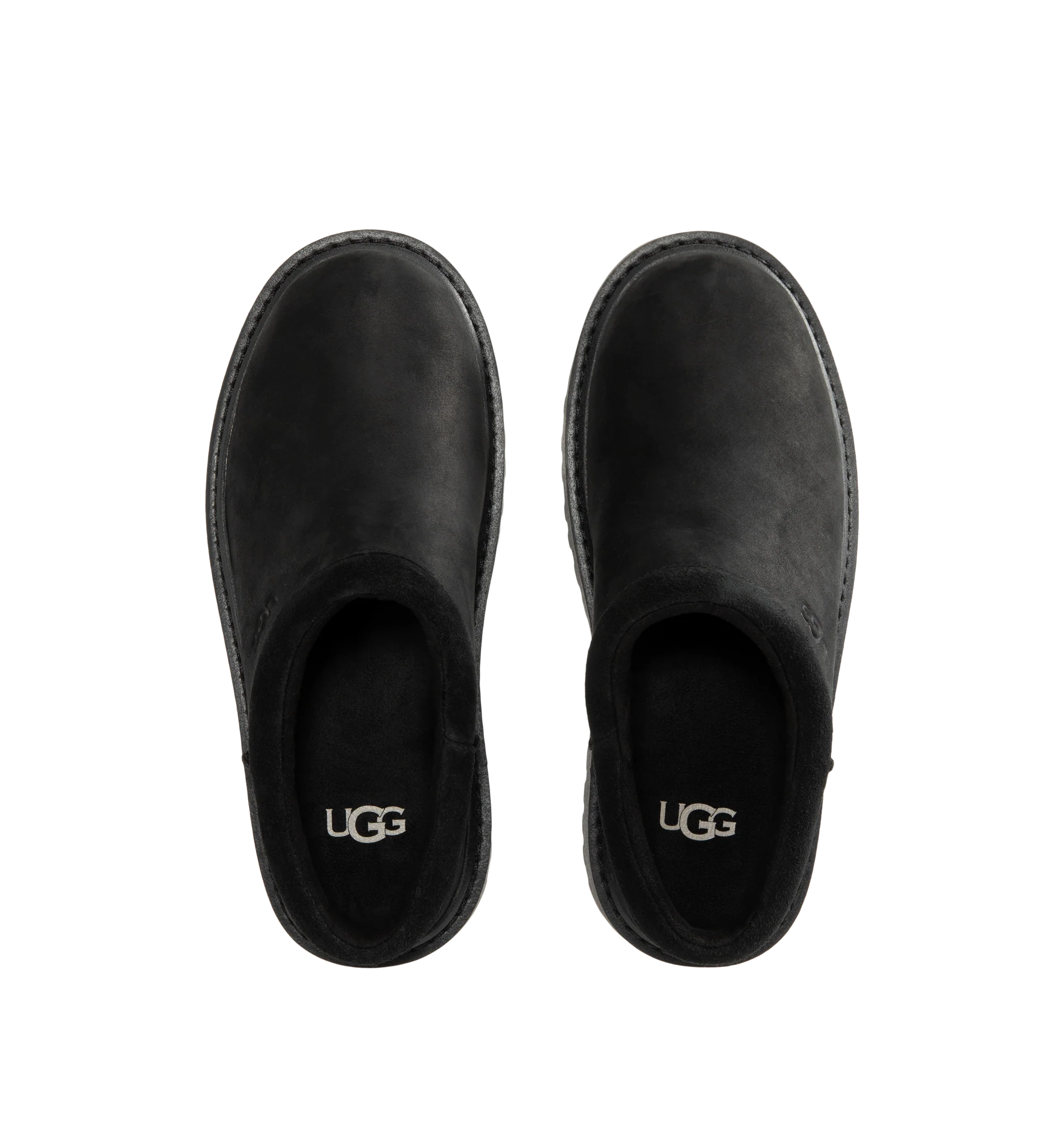 Image 4 of 4 - BLACK - UGG Men's Birch Clog II is crafted from premium suede and features a slip-on clog silhouette with a soft lining and cushioned footbed for exceptional everyday comfort. These designer clogs combine UGG's signature cozy feel with durable construction, making them a versatile choice for both indoor and outdoor wear. Main Material: Suede. Lining: Soft Textile. Sole: Rubber. 