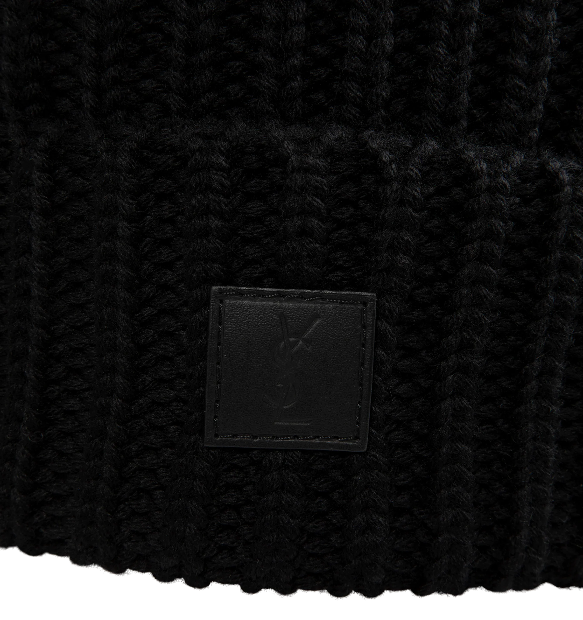 Image 3 of 3 - BLACK - Saint Laurent Men's Bonnet Maille Knit Beanie features a classic knitted construction. 