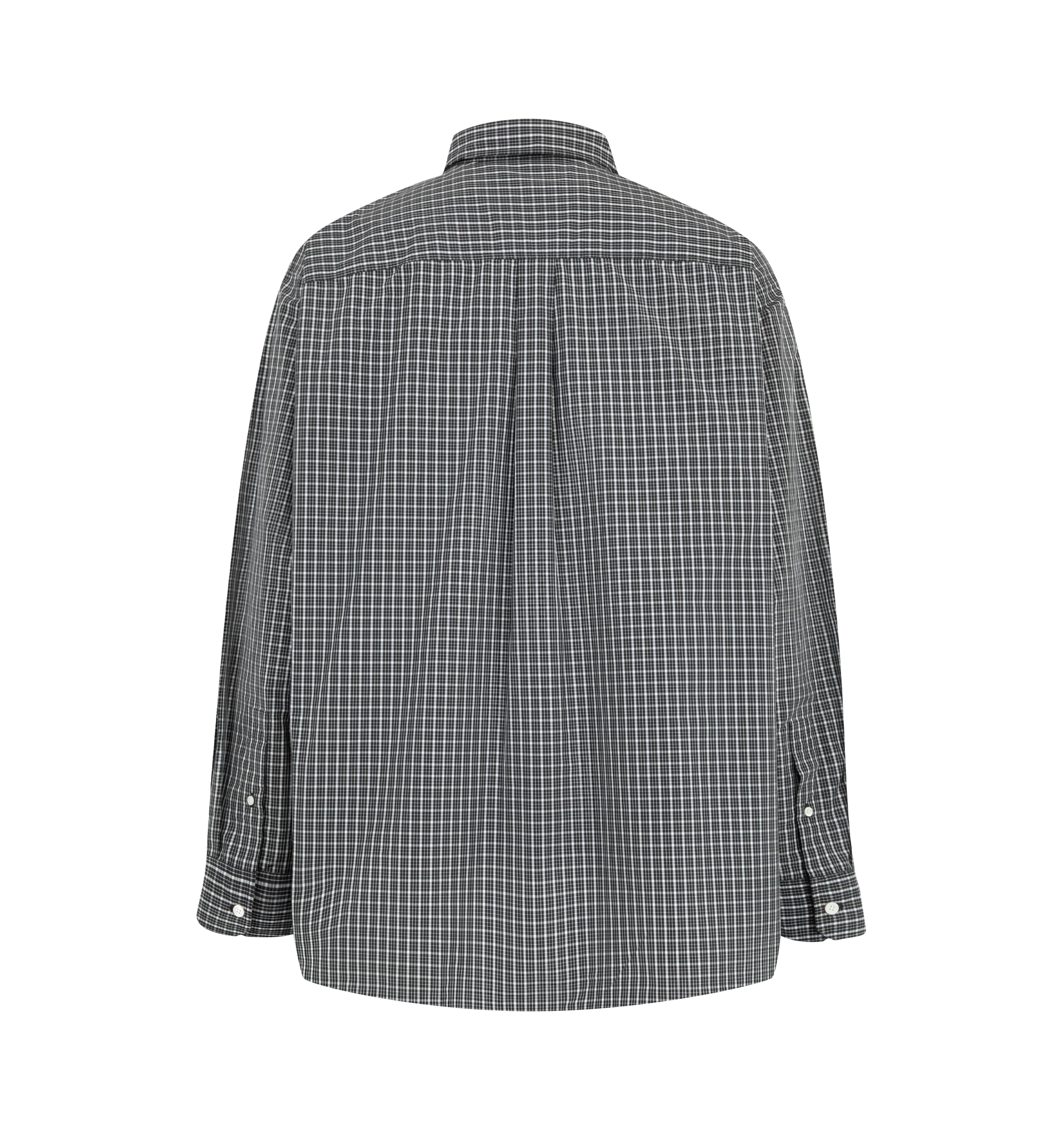 Image 2 of 2 - MULTI - Loewe Men's Technical Cotton Shirt is crafted from lightweight technical cotton and features an all-over checked pattern. Designed with a relaxed fit and regular length, it is finished with a classic collar, button-front fastening, buttoned cuffs, and Double L embroidery at the chest. Main Material: Polyester/Cotton. Color: Black/White. Made in Madagascar.