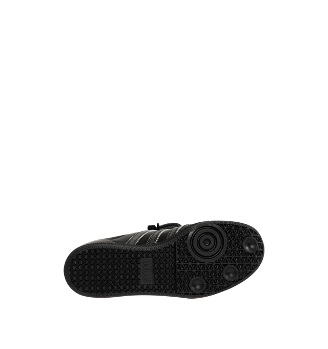 Image 4 of 5 - BLACK - ADIDAS Samba Long Tongue Sneaker featuring a smooth leather upper that reveals a distressed look, elongated tongue, regular fit, lace closure, leather upper, synthetic lining and rubber outsole.