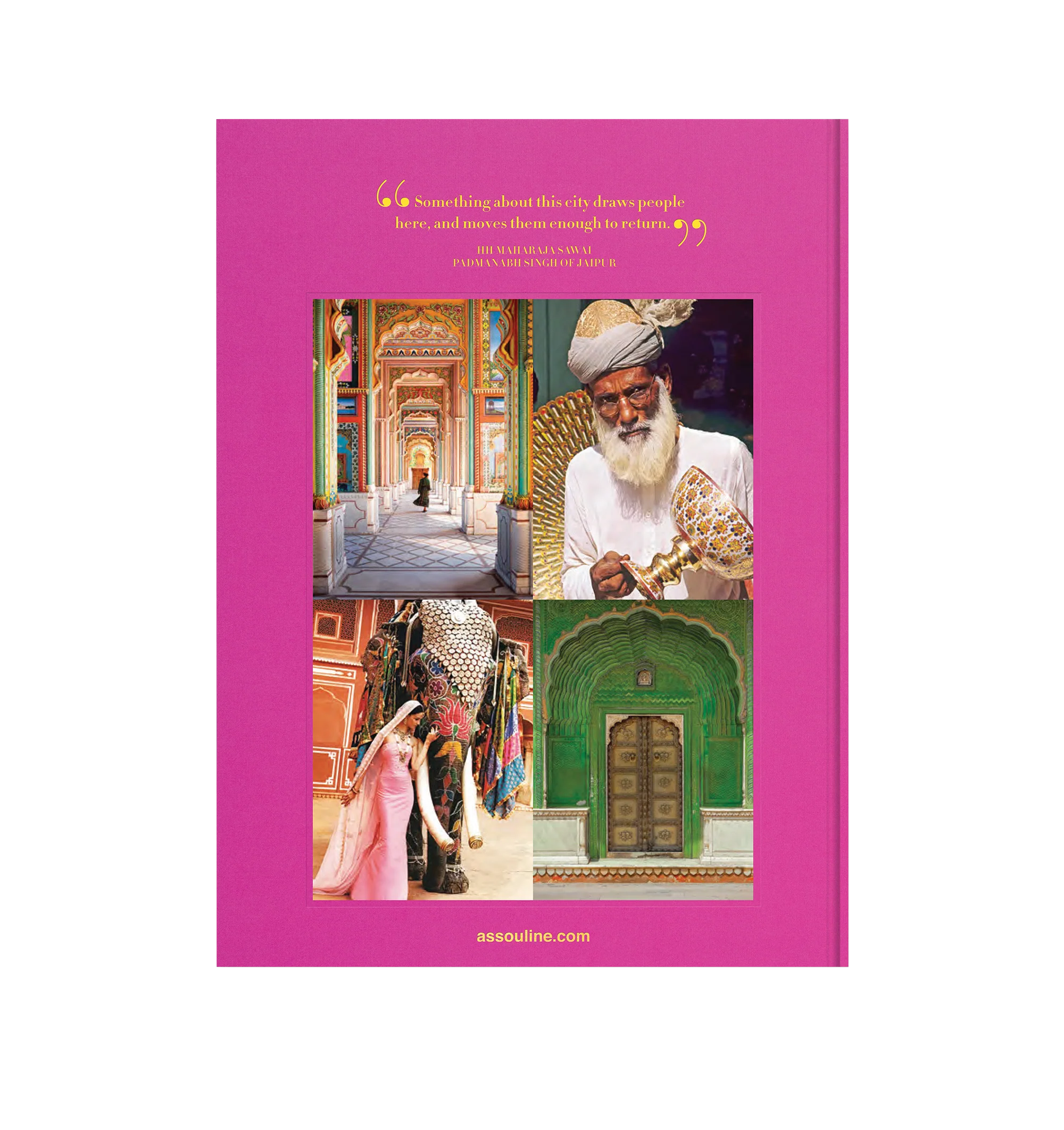 Image 3 of 4 - PINK - Assouline Books Jaipur Splendor by Mozez Singh. Linen hardcover book with 304 pages featuring over 200 illustrations. Language: English. Dimensions: W 10 x L 13 x D 1.5. Jaipur, the capital of Rajasthan, is a vibrant city steeped in the history of maharajas, queens, and emperors. Known as the "Pink City," it boasts lively bazaars, delicious street food, and skilled artisans, making it a dazzling blend of old-world charm and modern energy.