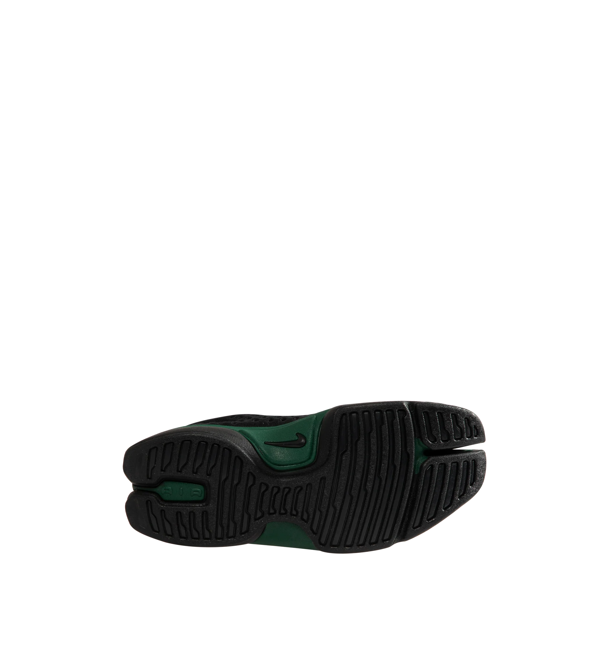 Image 4 of 5 - BLACK - Nike Women's Air Rift 2 Kenya Sneakers reinterpret the iconic split-toe silhouette with a colorway inspired by Kenya and its renowned running heritage. Designed in black, Fire Red, and Team Dark Green, these sneakers reference the colors of the Kenyan flag while honoring the barefoot running traditions that originally influenced the Air Rift design. The updated Air Rift 2 construction retains the distinctive split-toe profile and natural-motion-inspired shape while refining the origin