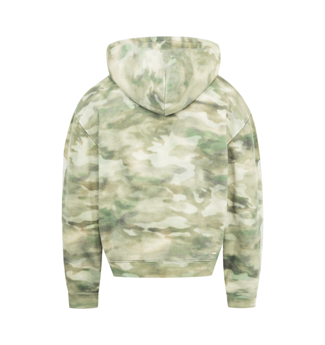 Image 2 of 3 - GREEN - AMIRI Bones Oversized Camouflage Hoodie featuring logo-embroidered, kangaroo front pocket, ribbed trims and bone embellishment. 100% cotton. Made in Italy.