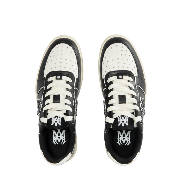 Image 5 of 5 - BLACK - AMIRI Newport Sneaker featuring smooth leather with a signature star perforation on the toe, logo detail on the sidewall, lace-up fastening and round-toe.