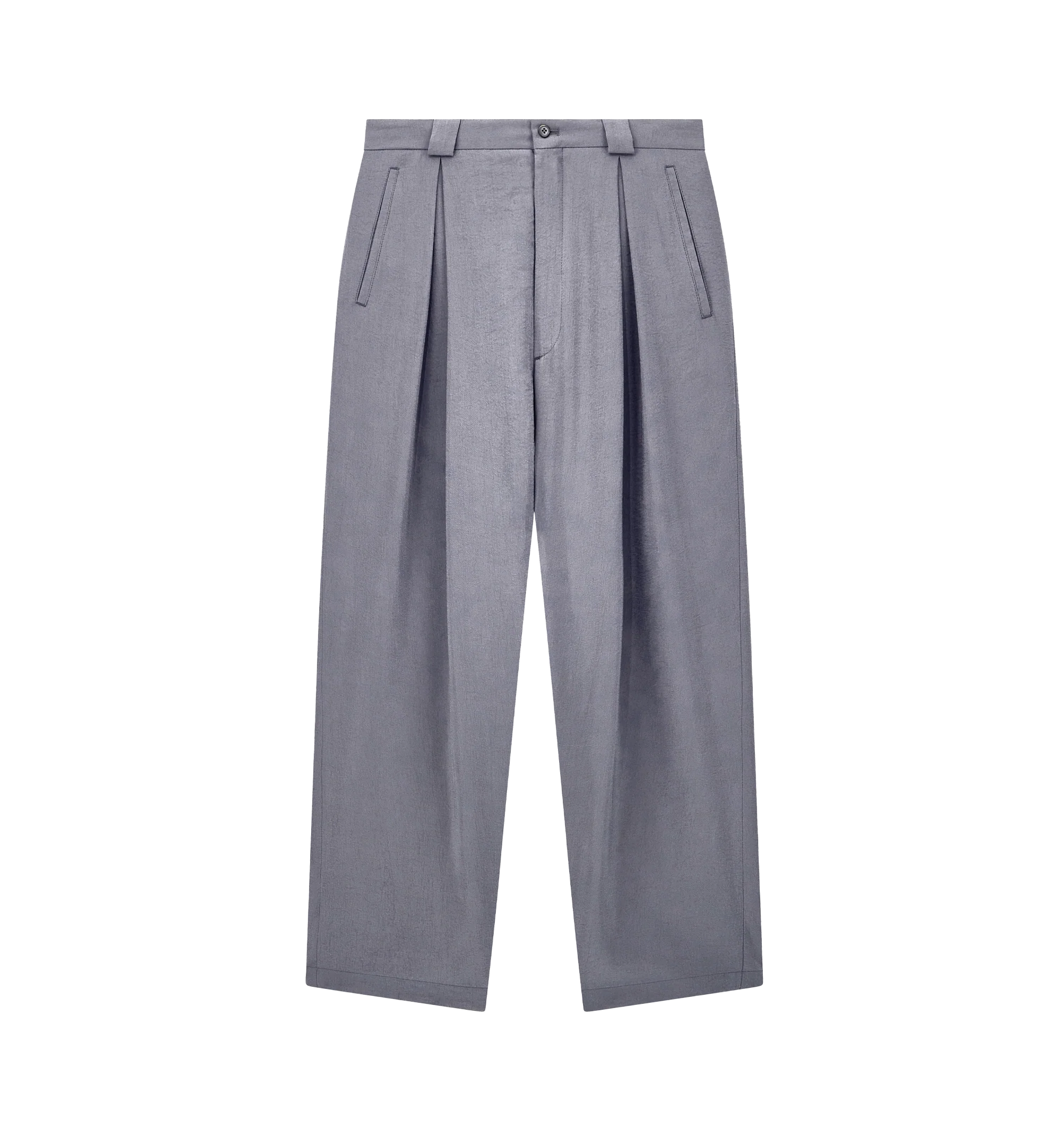 Image 1 of 1 - GREY - Giorgio Armani Men's Pleated Silk Trouser is crafted from a luxurious silk blend, offering a fluid drape, lightweight comfort, and refined elegance. The pleated design enhances its sophisticated silhouette, making it a versatile choice for both formal and elevated casual wear. Fabric: 79% Silk, 21% Polyamide.