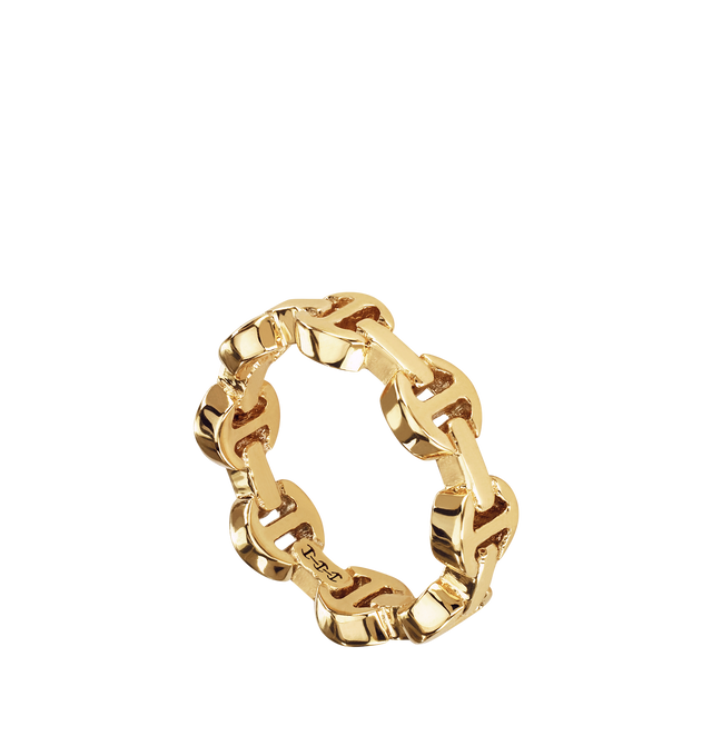 Image 2 of 2 - GOLD - HOORSENBUHS Dame Tri Link Ring featuring 18k yellow gold and 5.4mm band width. Size 6.Cheap Luxury Handbag Shop offers a range of initial pieces from this collection in-store. For personal consultation and detailed information about jewelry, please contact our dedicated stylist team at personalshopping@hirshleifers.com.  