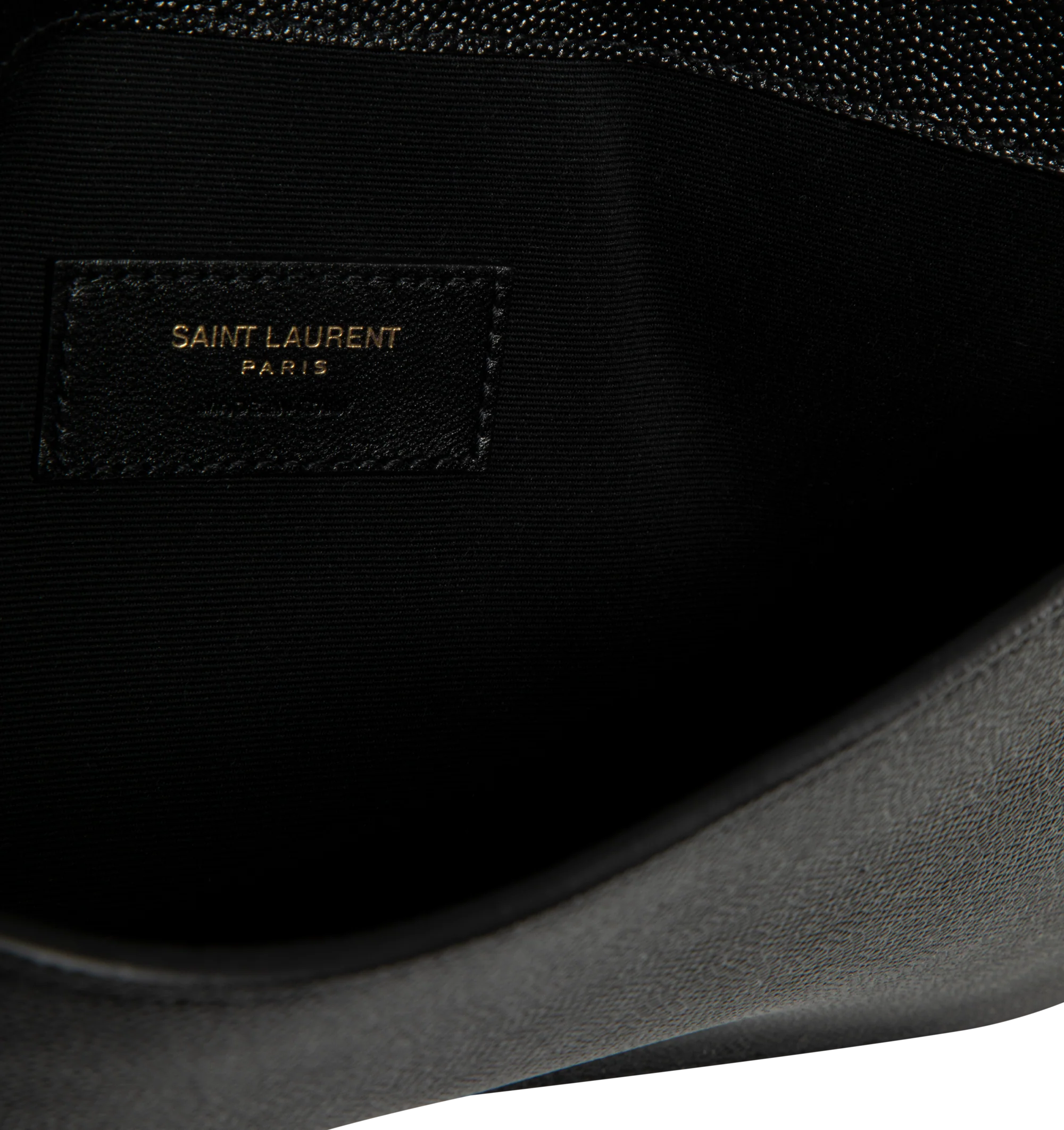 Image 3 of 3 - BLACK - SAINT LAURENT Uptown Envelope Pouch in grained calfskin leather with magnetic snap closure and metal logo hardware. 10.6 X 6.2 X 0.7 inches. 100% calfskin leather. Made in Italy.