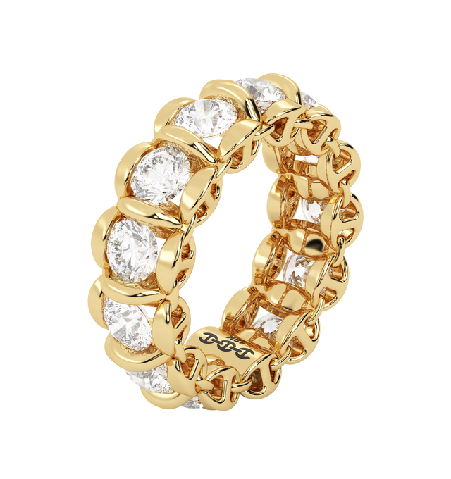 Image 2 of 3 - GOLD - HOORSENBUHS 4.5MM Infinite II Ring featuring Tri-Link motif with channel set diamonds and round brilliant Belgian cut G-VSI. Size 6.5. Cheap Luxury Handbag Shop offers a range of initial pieces from this collection in-store. For personal consultation and detailed information about jewelry, please contact our dedicated stylist team at personalshopping@hirshleifers.com. This item may be restricted for online purchase to international clients. For assistance purchasing this item please contact our ded 
