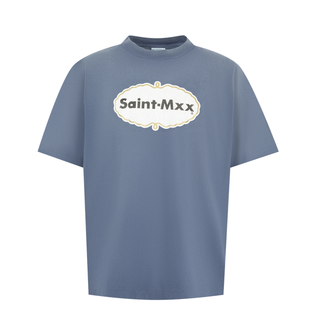 Image 1 of 2 - BLUE - SAINT MICHAEL Saint MXX T-Shirt featuring short sleeves, regular fit, crew neck and graphic print on front and back. Cotton.