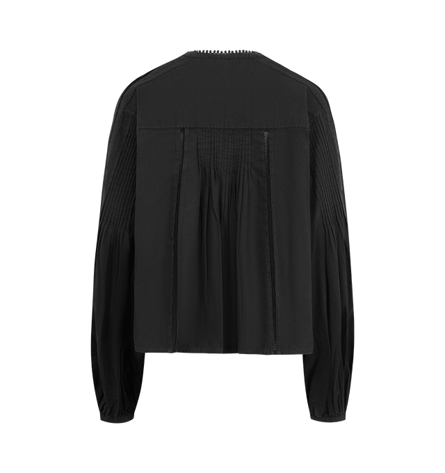 Image 2 of 2 - BLACK - ISABEL MARANT Cubraly Cardigan featuring cotton blouse, round neckline, covered button fastening with round covered buttons, long sleeves with narrow cuffs, ruffles, mesh detailing, crochet finish and loose fit. 100% cotton.