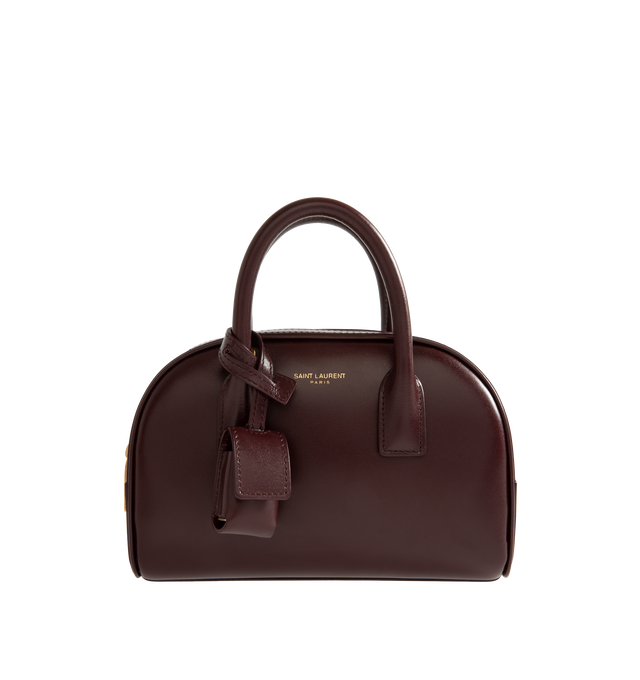 Image 1 of 3 - RED - Saint Laurent Womens Sac de Jour Mini Boston Bag is crafted from calfskin leather. Features top handles, adjustable and detachable shoulder strap, zip closure, leather lining, bronze-tone hardware, and two interior card slots. Dimensions: 19 13 7 cm; Handle Drop: 5 cm; Strap Drop: 45 cm. Main Material: Calfskin Leather; Hardware: Brass; Lining: Leather. Made in Italy.