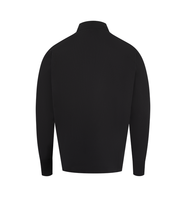 Image 2 of 2 - BLACK - STUDIO NICHOLSON Rugby Polo Shirt featuring polo collar, two-button placket, long sleeves and ribbed cuffs. 100% cotton.
