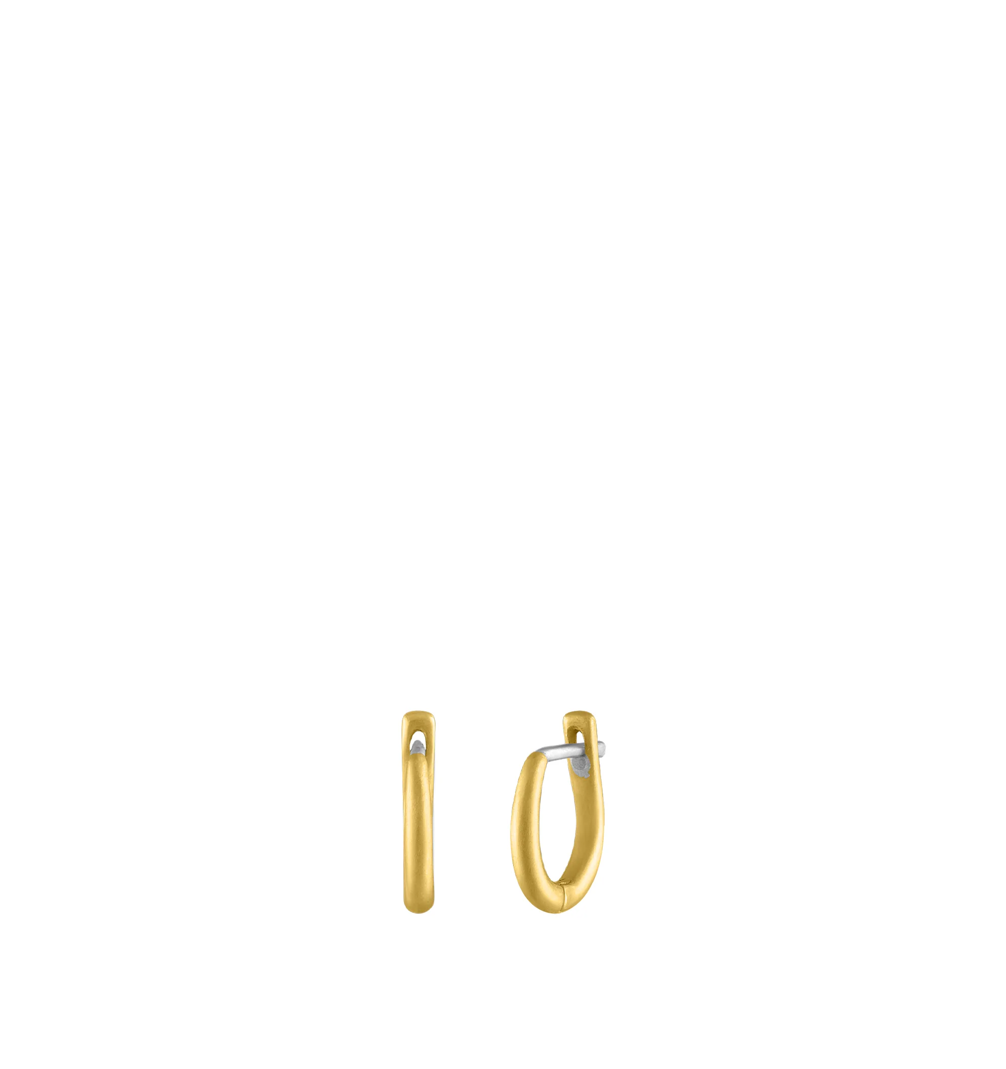 Image 2 of 3 - GOLD - Prounis Hook Earrings are handcrafted from 22K yellow gold with 18K white gold posts. Inspired by an ancient hook closure, they feature a tapered sculptural silhouette with a hidden hinge for everyday wear. Dimensions: 20 mm. Handmade in New York. For personal consultation and detailed information about jewelry, please contact our dedicated stylist team at personalshopping@hirshleifers.com.This item may be restricted for online purchase to international clients. For assistance purchasi 
