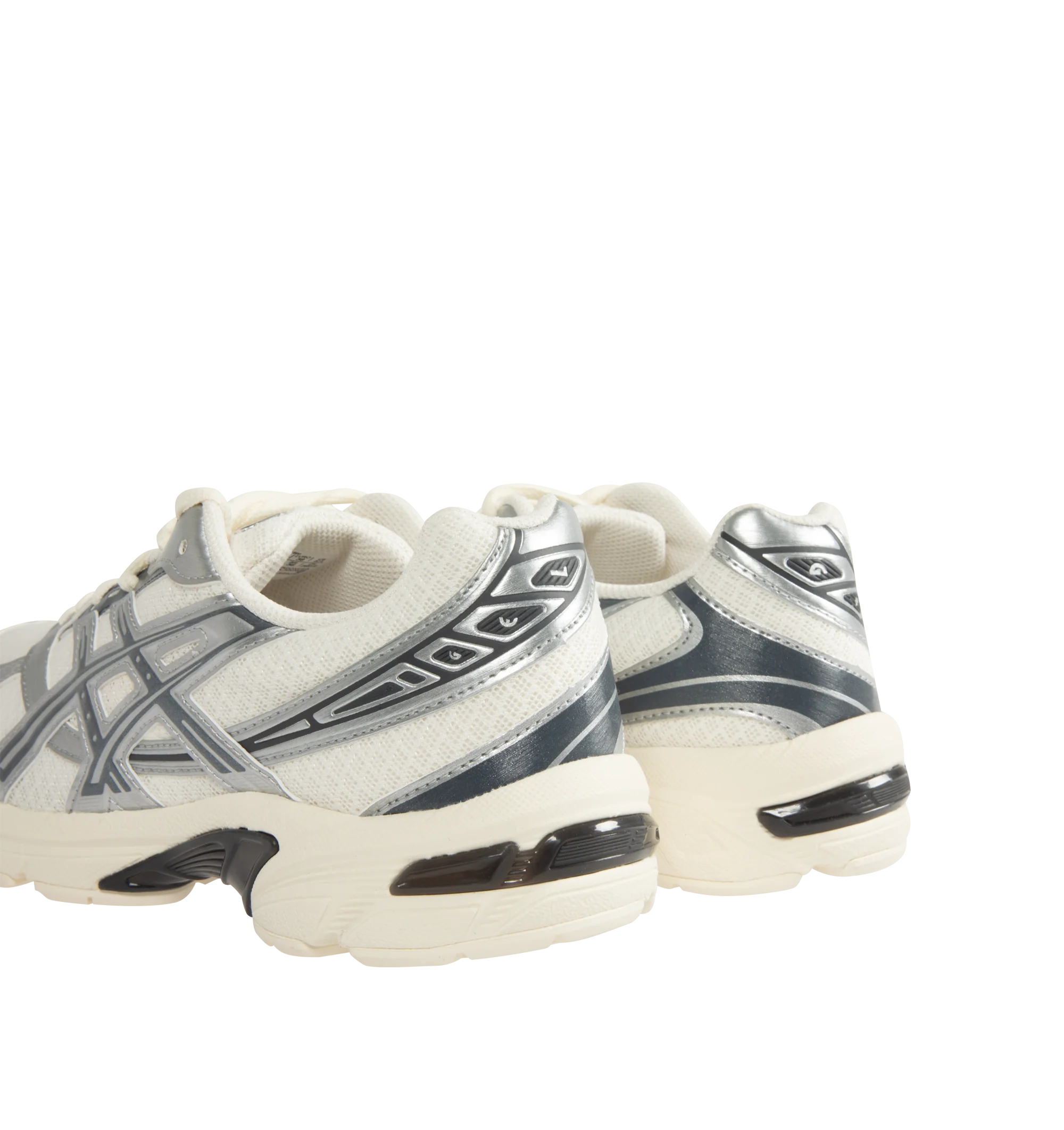 Image 3 of 5 - GREY - ASICS Mens GEL-1130 Sneakers feature a breathable mesh upper with metallic synthetic leather overlays. Designed with a lace-up closure, padded tongue and collar, GEL heel cushioning for shock absorption, cushioned footbed, breathable mesh lining, and a durable rubber outsole for flexible traction. Upper: Mesh and Synthetic Leather; Midsole: GEL Technology; Outsole: Rubber. Imported from Indonesia. 
