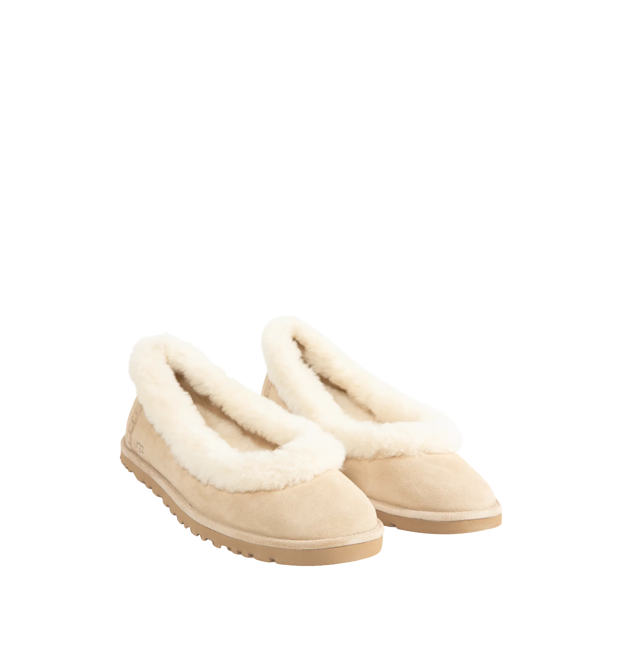 Image 2 of 4 - NEUTRAL - UGG women's Zora ballet flat crafted with a suede upper, plush sheepskin and lamb sockliner, a lightweight sugarcane EVA outsole, UGG Logo, heat-embossed and woven label with The UGG Logo on insole.