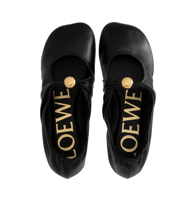 Image 5 of 5 - BLACK - LOEWE Pebble Soft Ballerina Flat in supple nappa lambskin with a flexible upper engineered for extra comfort, featuring a metallic pebble with an Anagram engraved detail and a signature petal toe shape, padded leather insole and Anagram embossed rubber outsole. Nappa lambskin. Made in Italy.