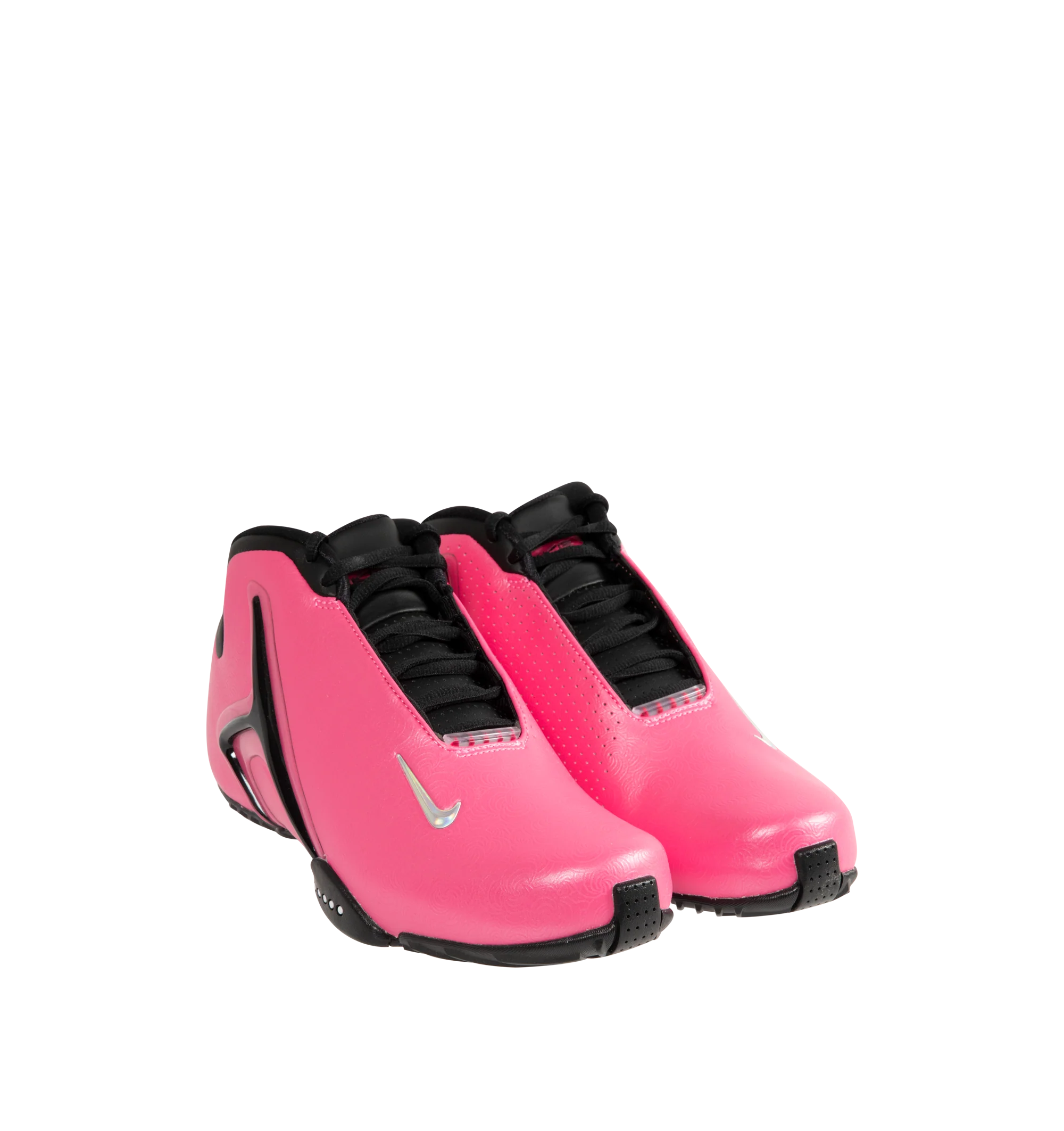 Image 2 of 5 - PINK - Nike Womens Air Zoom Hyperflight Sneakers feature a synthetic leather upper. Designed with a high-collar silhouette, lace-up closure, responsive Air Zoom cushioning, plush foam midsole, and durable rubber outsole. Upper: Synthetic Leather; Cushioning: Air Zoom; Midsole: Foam; Outsole: Rubber. Imported