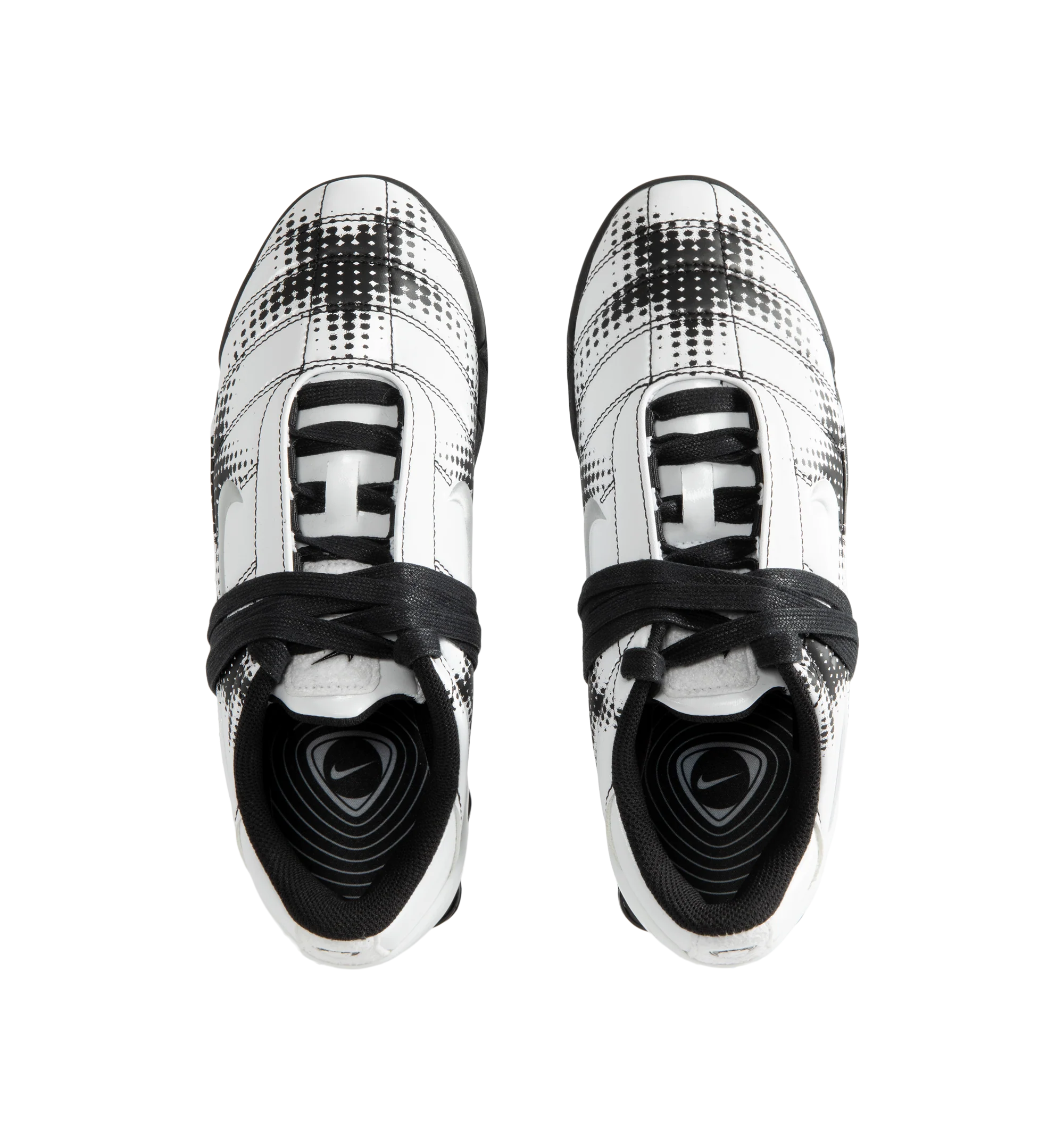 Image 5 of 5 - WHITE - Nike Women's Total 90 Shox Magia Sneakers feature a premium nubuck leather upper with oversized laces and printed graphic detailing, combining the iconic design of the Total 90 with a sleek, tonal finish. Inspired by early-2000s soccer style, these lifestyle sneakers pair signature Nike Shox cushioning with a durable rubber outsole for responsive comfort and everyday wear. Main Material: Nubuck Leather. Midsole: Nike Shox. Sole: Rubber.  