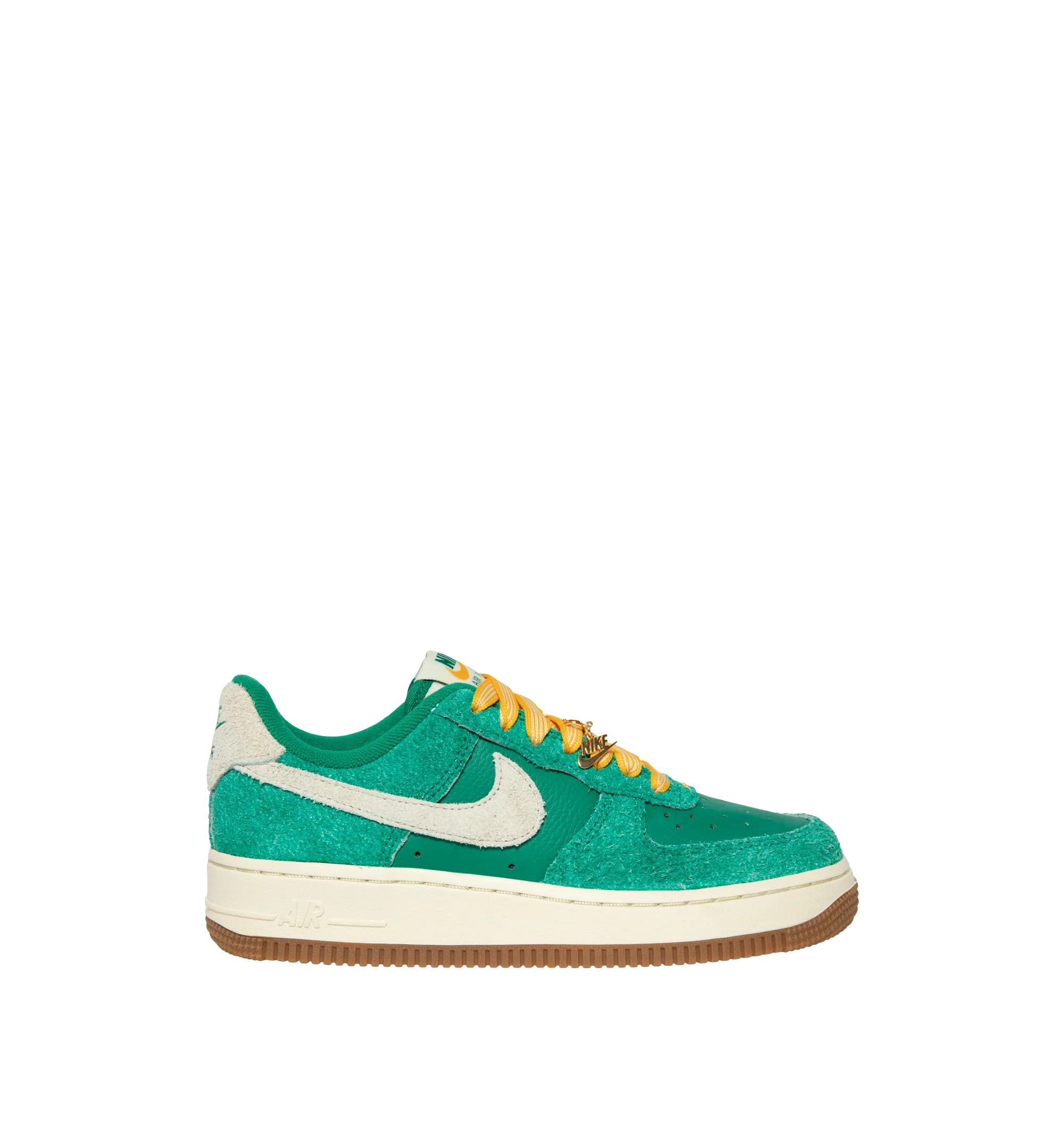 Image 1 of 5 - GREEN - Nike Women's Air Force 1 07' Game Day Sneakers feature a genuine and synthetic leather upper with a perforated toe box for breathable comfort and a timeless look. These iconic lifestyle sneakers combine lightweight Nike Air cushioning, a padded collar, and a durable rubber outsole with classic pivot-circle traction for everyday wear. Clip-on charms add a customizable finishing touch. Main Material: Genuine Leather and Synthetic Leather. Midsole: Foam with Nike Air Unit. Sole: Rubber.