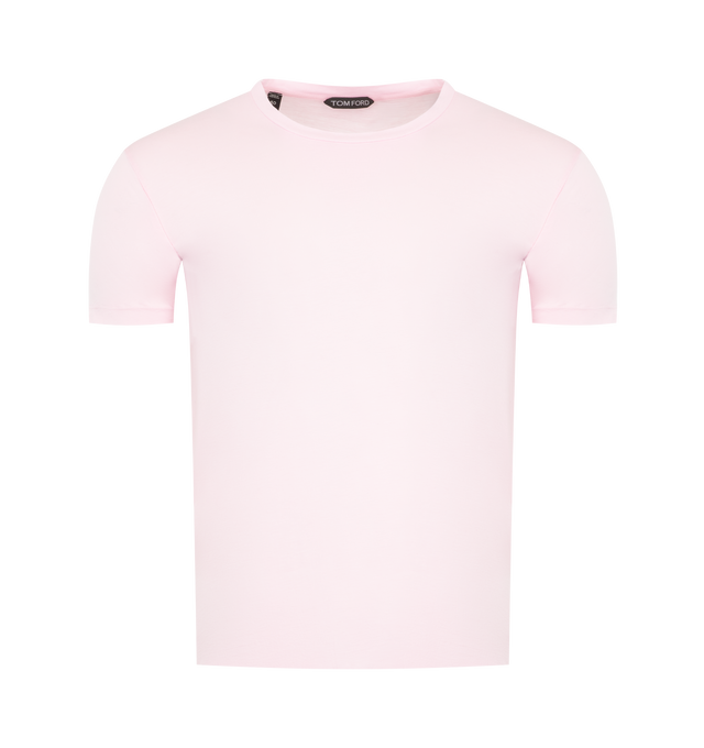 Image 1 of 2 - PINK - TOM FORD Fitted T-Shirt featuring crew neck, short sleeves and regular fit. 80% cotton, 20% silk. Made in Portugal.