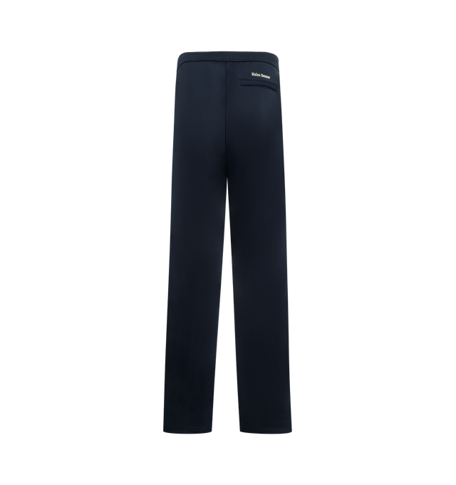Image 2 of 3 - NAVY - WALES BONNER Motion Sweatpants featuring striped down side, drawstring fastening, 2 side slip pockets, back welt pocket and straight fit. 55% polyester, 45% cotton. 