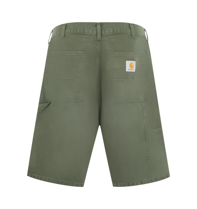 Image 2 of 3 - GREEN - CARHARTT WIP Double Knee Shorts featuring reinforced double layer knee, triple stitching, tool pockets, hammer loop and woven brand label. 100% cotton.