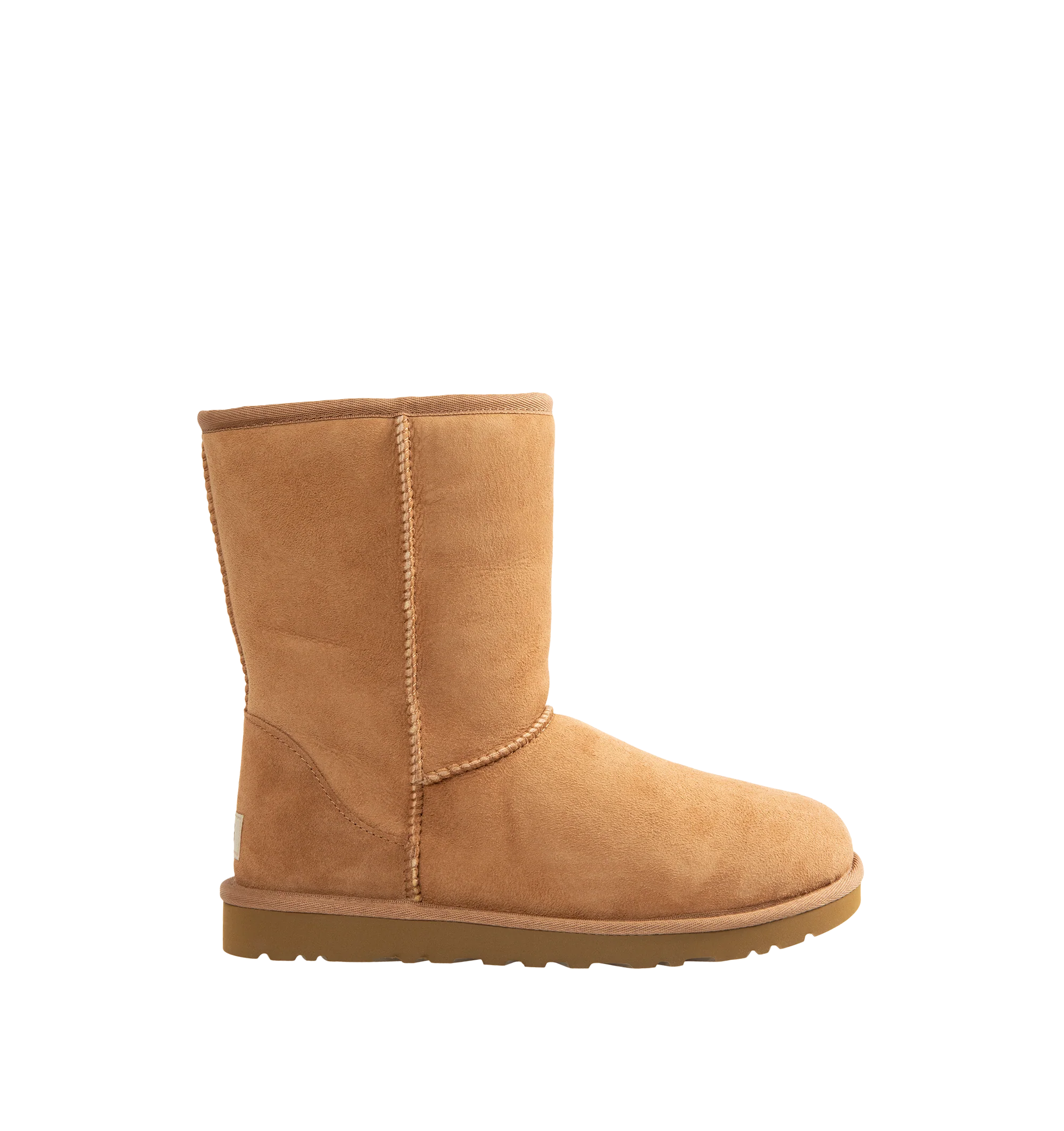 Image 1 of 4 - BROWN - UGG Men's Classic Short Boots are crafted from premium suede and feature the brand's iconic mid-calf silhouette with a soft sheepskin lining and cushioned footbed for signature warmth and comfort. These designer boots combine timeless style with lightweight cushioning and a durable outsole, making them an everyday cold-weather essential. Main Material: Suede. Lining: Sheepskin. Sole: Durable Rubber.