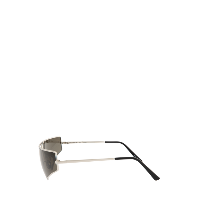 Image 2 of 3 - SILVER - RICK OWENS Prong Sunglasses featuring black lenses, cut-out at front, nose pads, thin temples, silver-toned hardware and internal brand print. Frame: 100% stainless steel. Lenses: 100% nylon. 100% UV protection. Made in Italy.