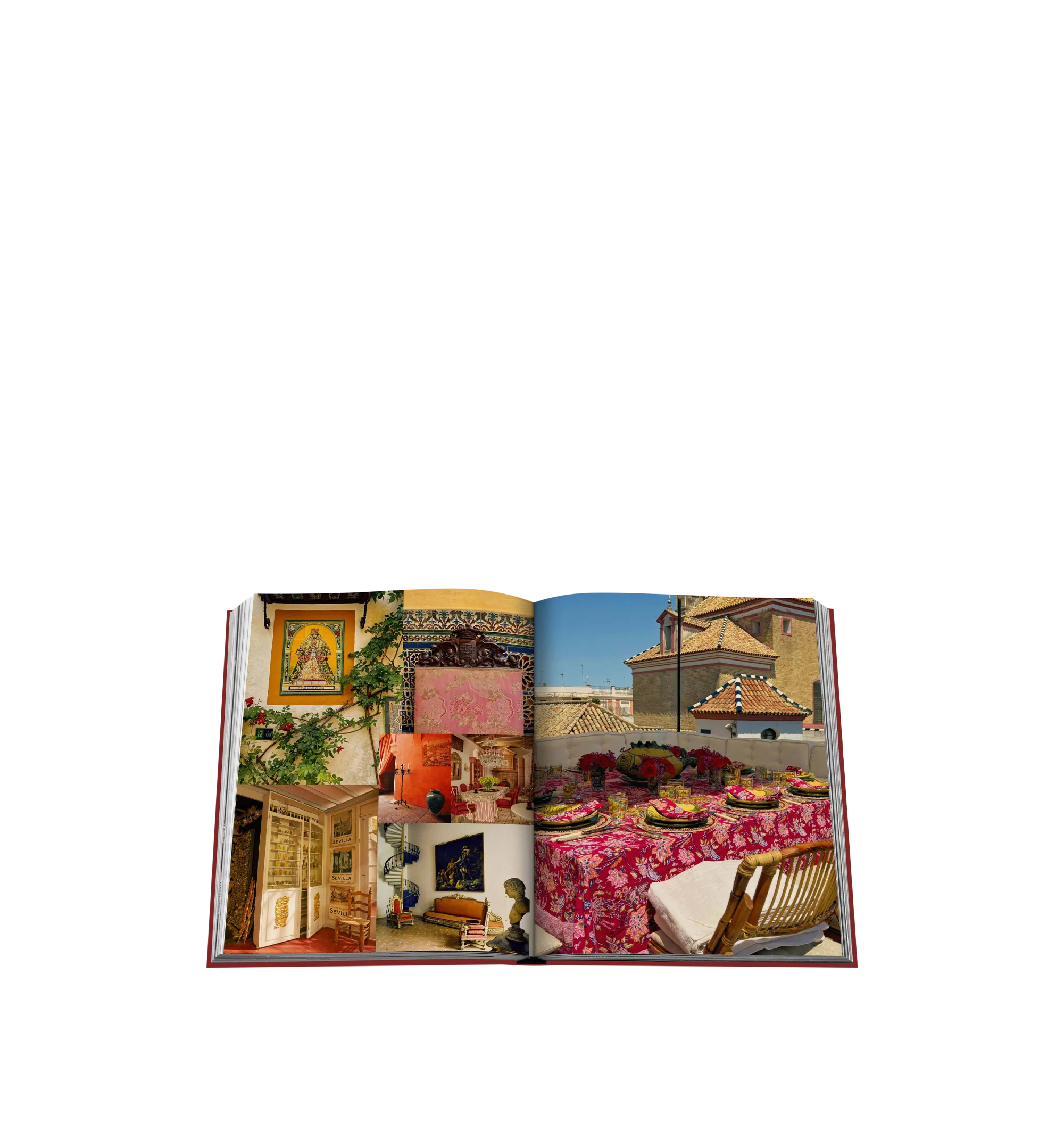 Image 4 of 5 - RED - ASSOULINE Sevilla Arte by Author Paul-Maxime Koskas. Linen hardcover book with 312 pages featuring over 200 illustrations. Language: English. Dimensions: W 10 x L 13 x D 1.5. Sevilla Arteencapsulates the vibrant essence of Sevilla, showcasing its rich culture of flamenco, bullfights, and devotion. This sun-drenched city exudes a sovereign spirit, reflected in its majestic horses and breathtaking churches. From the fervor of Semana Santa processions to the passion of Sevilla Ftbol Club's 