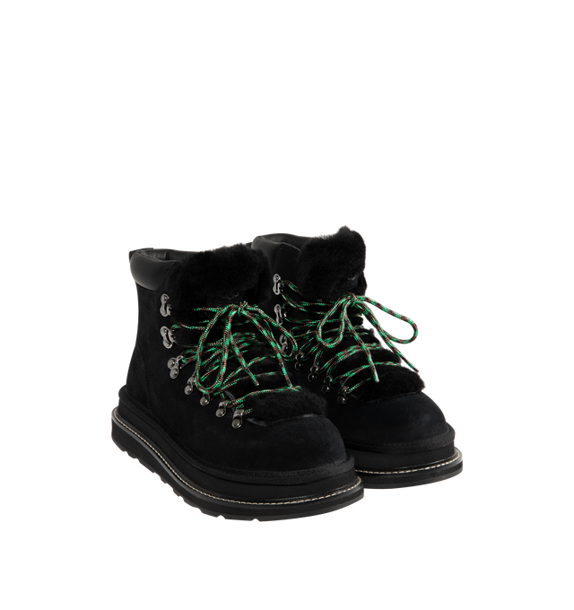 Image 2 of 4 - BLACK - UGG x sacai hiker boots designed for everyday wear, combines UGG's iconic premium suede with sacai's unmistakable hybridized aesthetic. Upper is made with suede sourced from certified farms that practice regenerative agriculture upper. Midsole incorporates sugarcane EVA. Features Vibram XS Trek Evo. Unisex style in women's sizes.