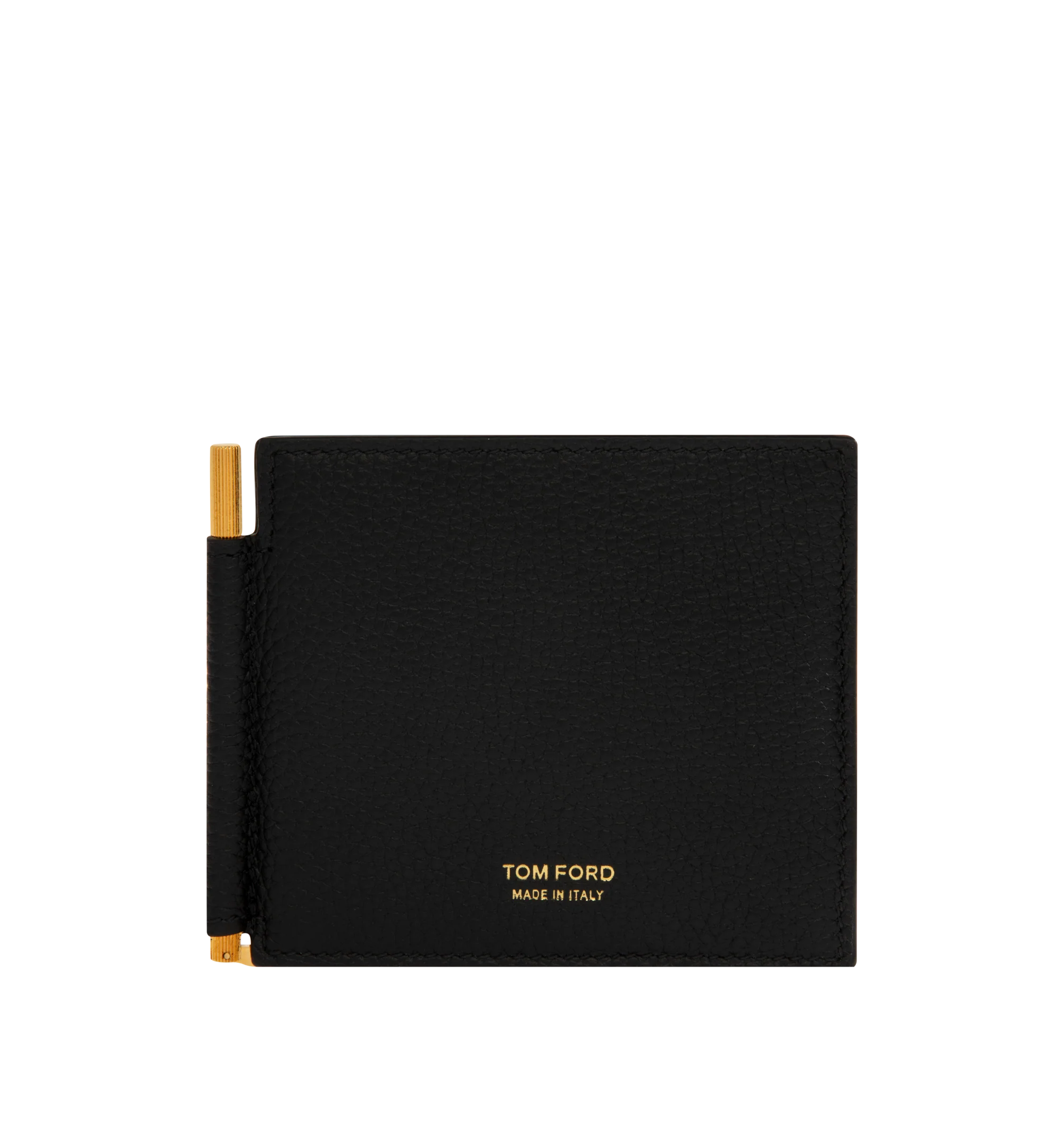 Image 1 of 3 - BLACK - Tom Ford T Line Soft Grain Leather Money Clip Wallet is crafted from soft grain calf leather and features the signature elongated T detail, an integrated money clip, and a compact bi-fold silhouette with multiple card slots for everyday organization. This designer leather money clip wallet combines refined craftsmanship with elevated functionality for daily use. Main Material: 100% Calf Leather. Lining: 70% Calf Leather, 30% Sheep Leather. Dimensions: 10.5 x 9 x 0.8 cm. Made in Italy.