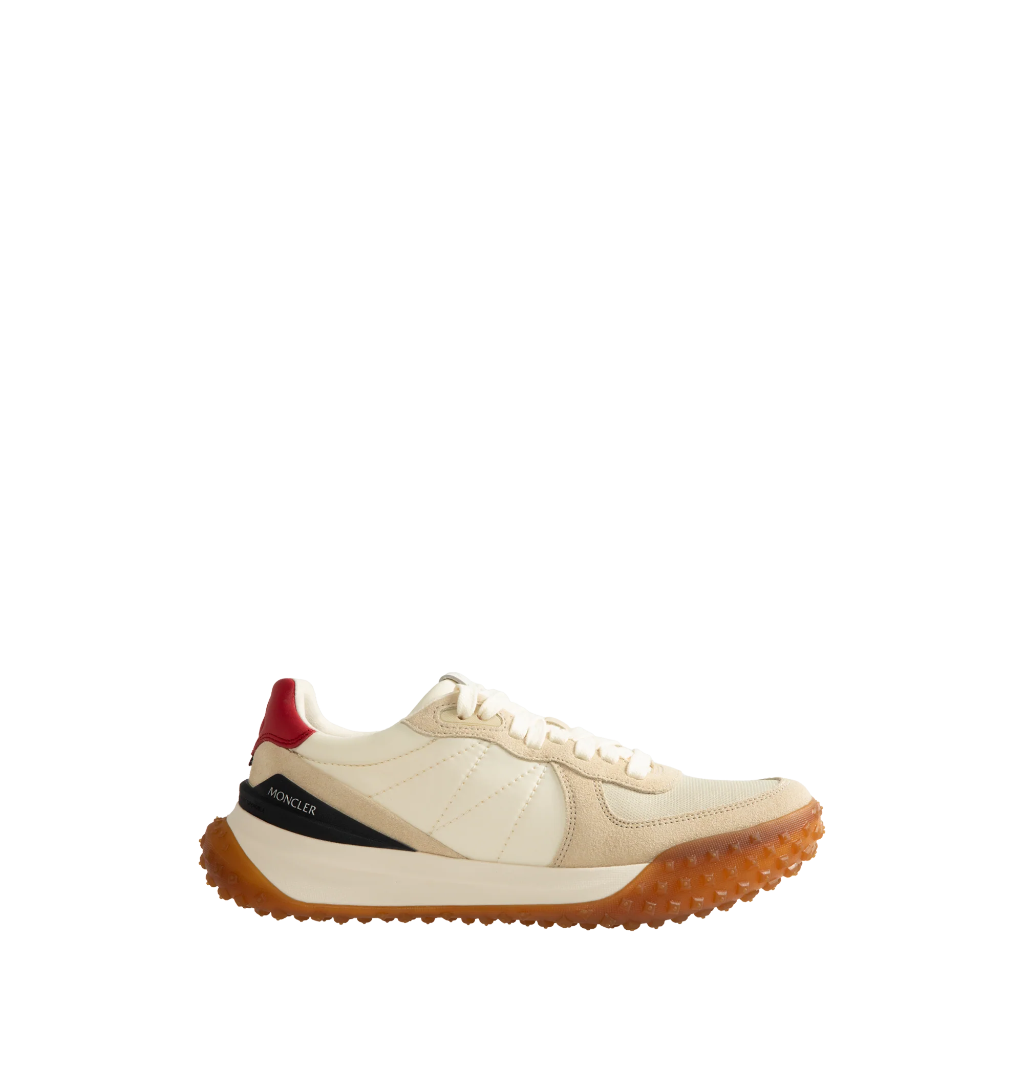 Image 1 of 5 - NEUTRAL - Moncler Men's CityTrek Sneakers are crafted in a refined mix of nylon, suede, and leather and feature a relaxed low-top silhouette designed for everyday wear. Built with a lace-up closure, TPU spoiler, lightweight EVA midsole, and breathable OrthoLite insole for cushioning, these designer sneakers are finished with a durable Vibram rubber tread for enhanced traction. Upper: 100% Polyester and Cow Leather. Lining: 100% Polyamide/Nylon. Sole: 100% Elastodiene. Sole Height: 4.2 cm. Mad