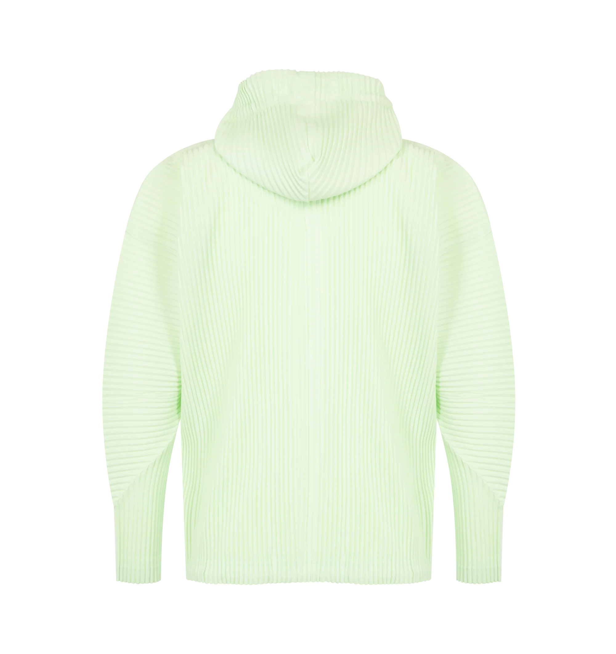 Image 2 of 3 - GREEN - Issey Miyake Mens Zip-Up Hoodie is crafted from lightweight polyester. Features a hood, double-zip front closure, side pockets, collar loop, and quick-drying fabric with a light-reactive finish that creates a dimensional appearance. Main Material: 100% Polyester. Made in Japan.