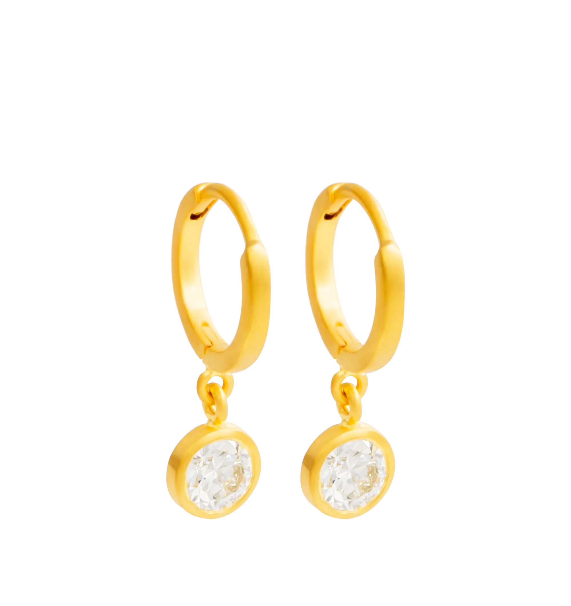 Image 2 of 2 - GOLD - Darius Jewels Old Mine Cut Diamond Drop Fairy Hoops featuring approximately 1.00 ct of reclaimed Old Mine Cut diamonds set in 18K Fairmined yellow gold. Dimensions: 8 mm inner diameter. Cheap Luxury Handbag Shop offers a range of pieces from this collection in-store. For personal consultation and detailed information about jewelry, please contact our dedicated stylist team at personalshopping@hirshleifers.com. 