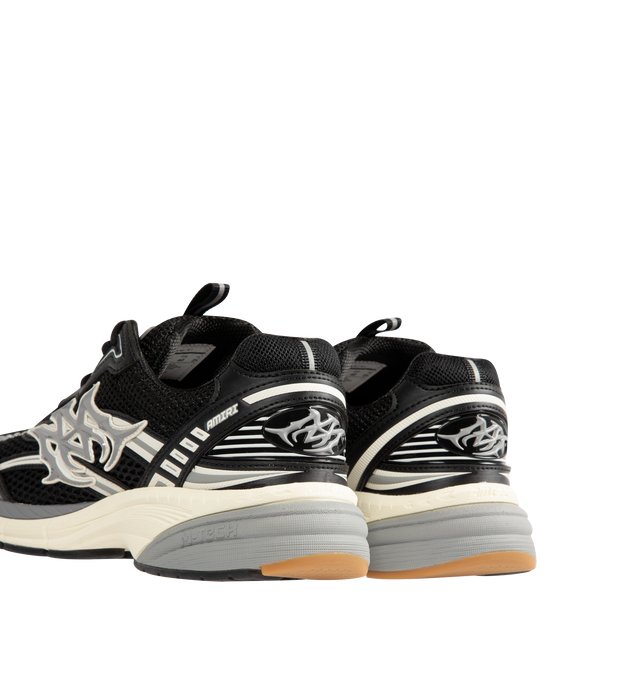 Image 3 of 5 - BLACK - Amiri Mens Ma Tech Sneakers feature a mesh and leather upper with contrast detailing and signature MA icon. Designed with a lace-up closure and durable rubber outsole inspired by technical running shoes. Upper: Leather, Polyester, and Rubber; Sole: Rubber. Made in Vietnam. 