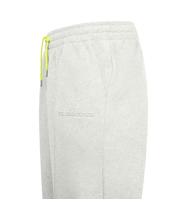 Image 3 of 3 - GREY - CASABLANCA Cashmere Blend Sweatpants featuring drawstring at elasticized waistband, two side pockets, back zipped welt pocket, straight leg and seams at front. Made in Portugal. 