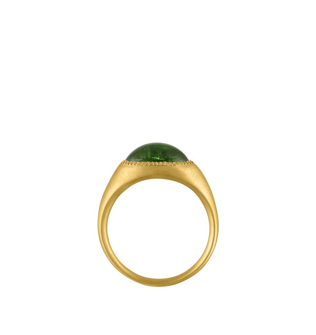 Image 3 of 3 - GOLD - PROUNIS Green Tourmaline Roz Ring inset with a moss green tourmaline featuring 22K gold. 9mm wide. Cheap Luxury Handbag Shop offers a range of pieces from this collection in-store. For personal consultation and detailed information about jewelry, please contact our dedicated stylist team at personalshopping@hirshleifers.com. This item may be restricted for online purchase to international clients. For assistance purchasing this item please contact our dedicated stylist team at personalshopping@hirs 