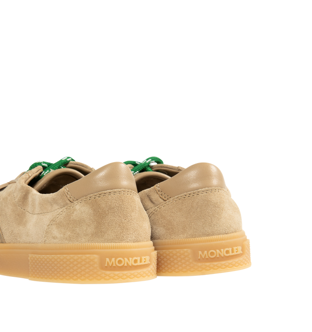Image 3 of 5 - BROWN - MONCLER Vera Leisure Suede Sneakers featuring suede upper, leather lining, lace-up, and rubber sole. Upper: suede. Sole: 100% elastodiene.