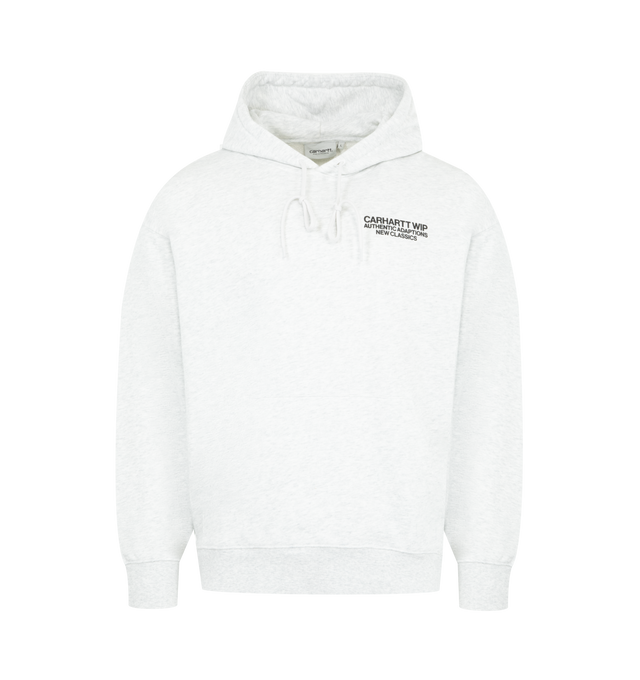 Image 1 of 2 - GREY - CARHARTT WIP Hooded Sean Hamilton Sweatshirt featuring a heavyweight cotton fabric with an unbrushed loopback construction, a balloon fit, dropped shoulders and ribbed trims and graphic prints appear on the front and back. 100% cotton.