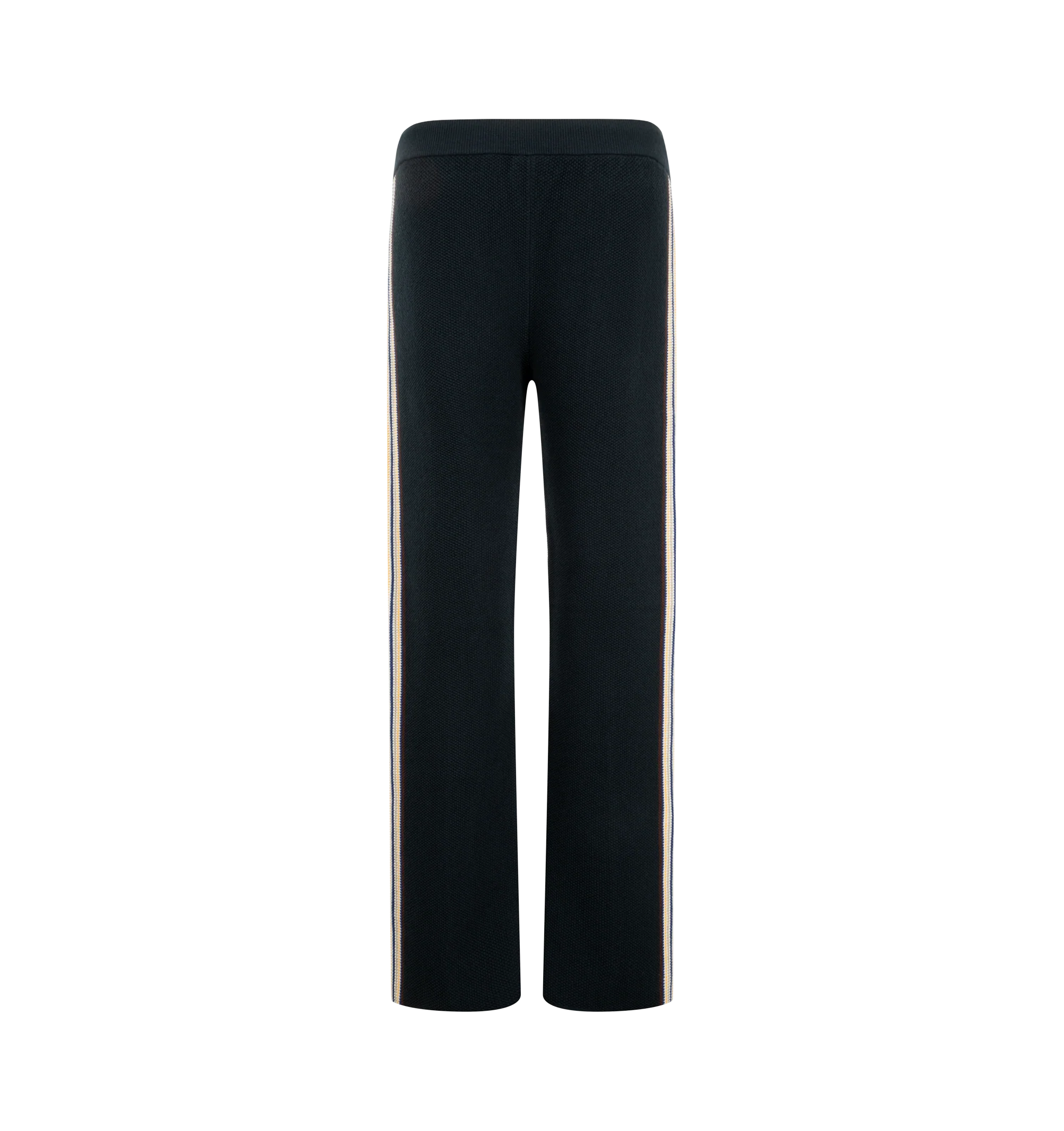 Image 2 of 3 - BLUE - Casablanca Men's Caf Stripe Track Trousers are crafted from a cotton-wool blend and feature a relaxed straight-leg silhouette. Designed with an elasticized waistband and drawstring fastening, these track trousers are detailed with side pockets, a back patch pocket, pin-tuck seams at the front. Main Material: 50% Cotton, 48% Wool, 1% Polyamide, 1% Elastane. Embroidery: 100% Viscose.