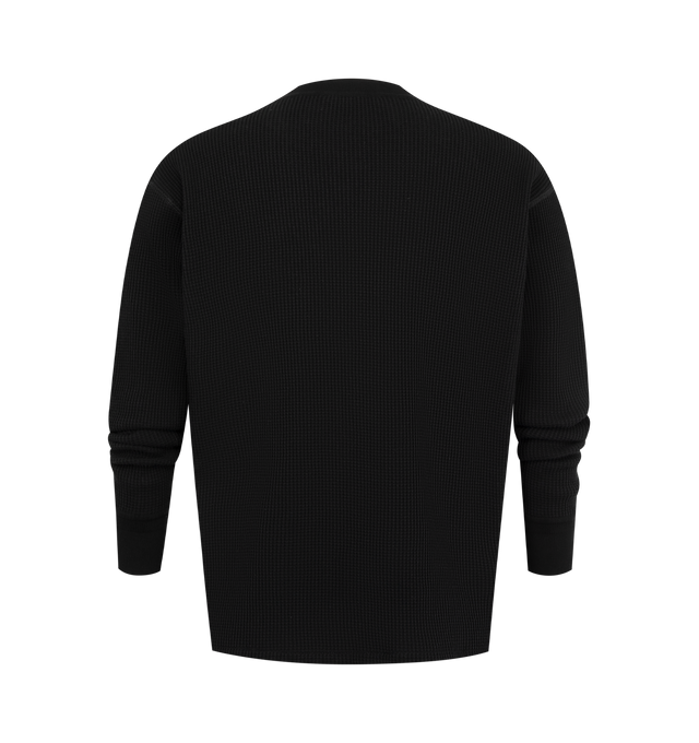 Image 2 of 2 - BLACK - THE ROW Masaki T-Shirt featuring long-sleeved crewneck top in waffled jersey with regular fit and ribbed neckline and cuffs. 100% cotton. Made in Italy.
