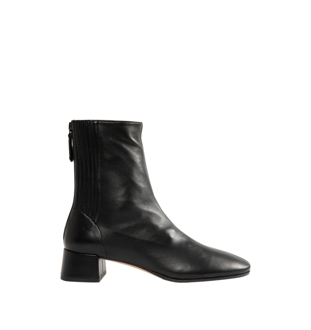 Image 1 of 4 - BLACK - Aquazzura Saint Honore Booties are expertly made in Italy from supple nappa leather featuring softly pointed toes, easy back zip closure, and 35 mm block heels that give them a subtle retro feel.