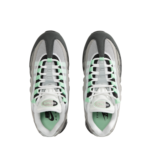 Image 5 of 5 - BLACK - NIKE Air Max 95 Big Bubble Sneaker featuring textile and synthetic leather, visible Max Air cushioning, flex grooves in the midsole and outsole, foam midsole and rubber outsole.