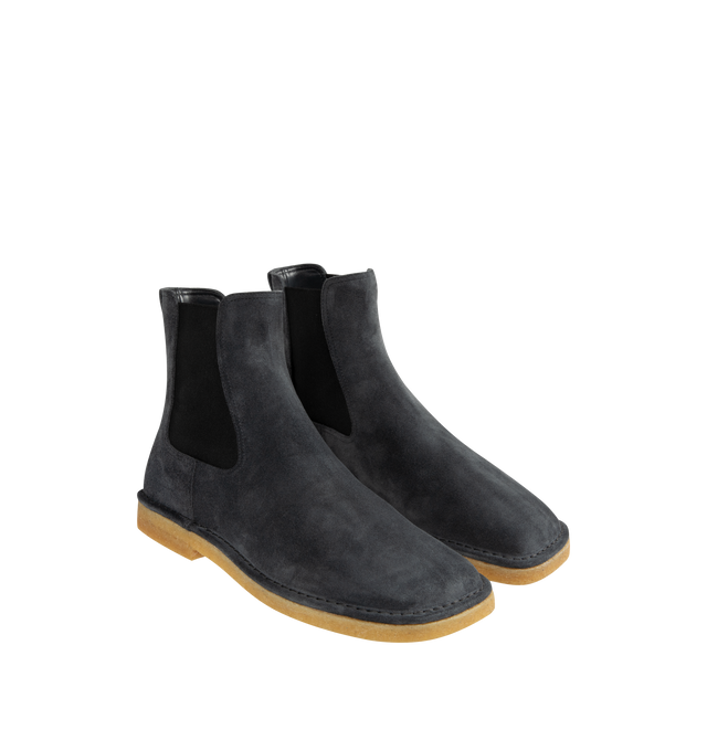 Image 2 of 4 - GREY - BOTTEGA VENETA Daddy Chelsea Ankle Boot featuring rugged suede Chelsea ankle boot and natural crepe rubber outsole. Lambskin. Made in Italy. 