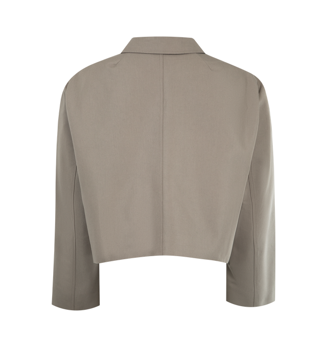 Image 2 of 3 - BROWN - RICK OWENS Heizer Mac Jacket featuring front zip closure, zipped internal and external pockets, heavyweight twill fabric, collar and cropped fit. 62% cotton, 38% polyamide. Made in Italy.