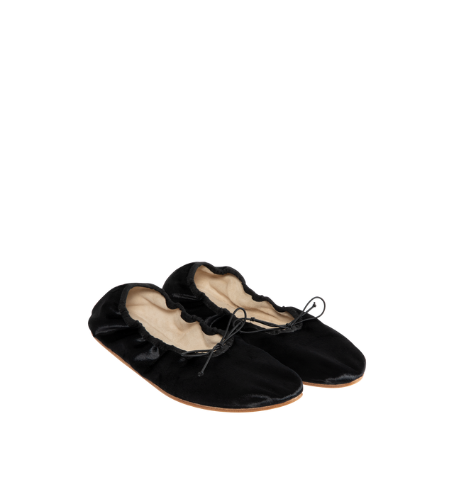 Image 2 of 4 - BLACK - THE ROW Round Ballet Flat featuring slip-on styling, almond toe, smooth nappa upper with cow leather sole and goat leather lining. Made in Italy. 