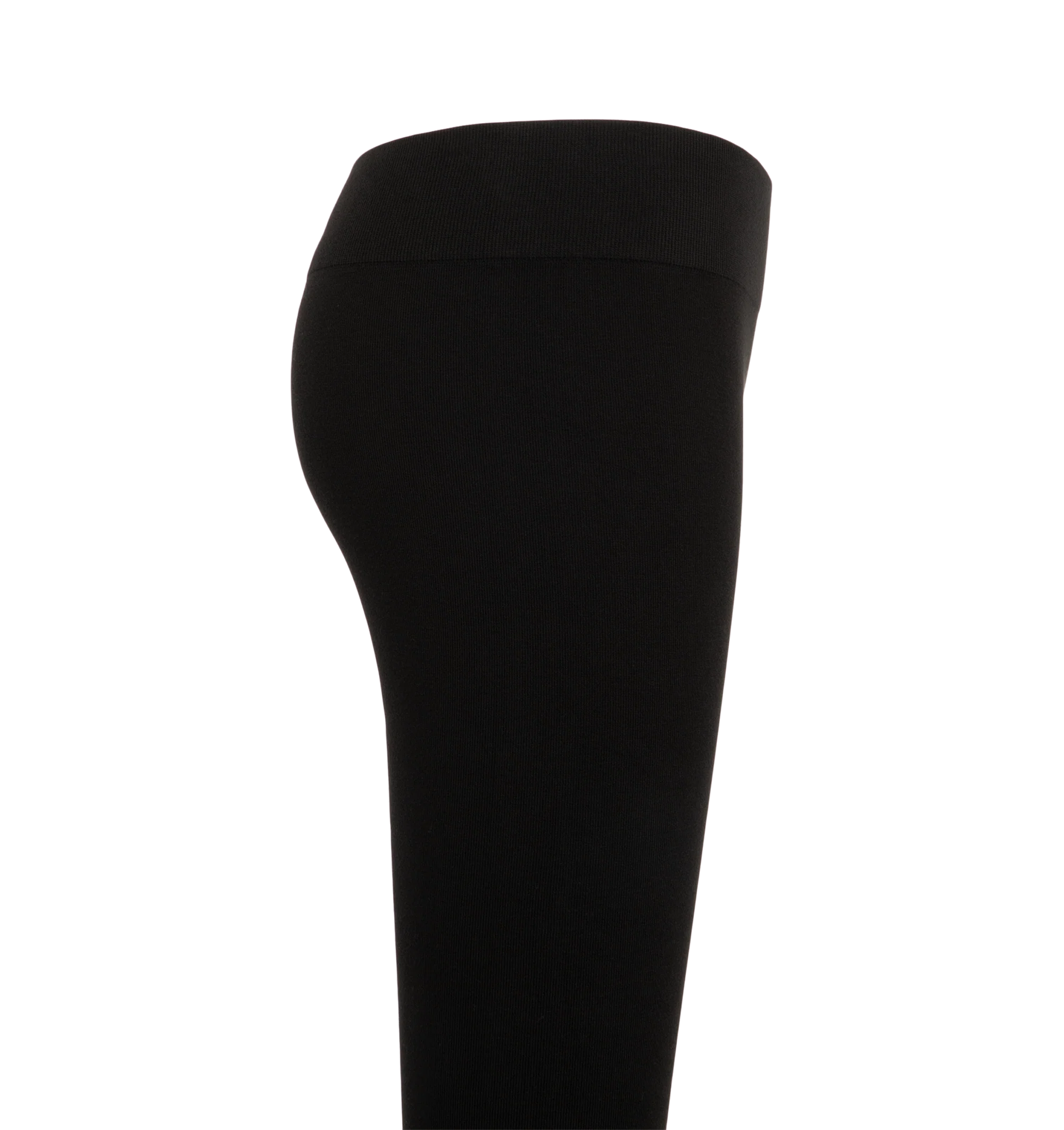Image 3 of 3 - BLACK - Toteme Women's Compact Leggings are knitted from stretch, compact jersey for a figure-hugging fit. They have an elasticated waistband followed by slim legs. Materials: 53% viscose, 45% polyamide recycled, 2% elastane.