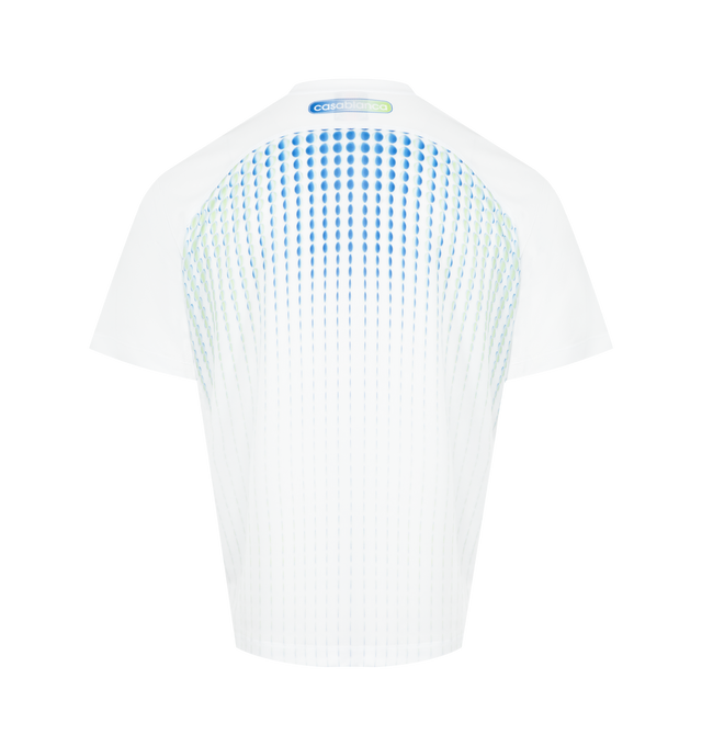Image 2 of 2 - WHITE - CASABLANCA Tennis Tech T-Shirt featuring a printed design crafted from heavy birdseye mesh, a shoulder panel, short-sleeves, crew neck and a relaxed silhouette. 100% polyester. Made in Portugal.