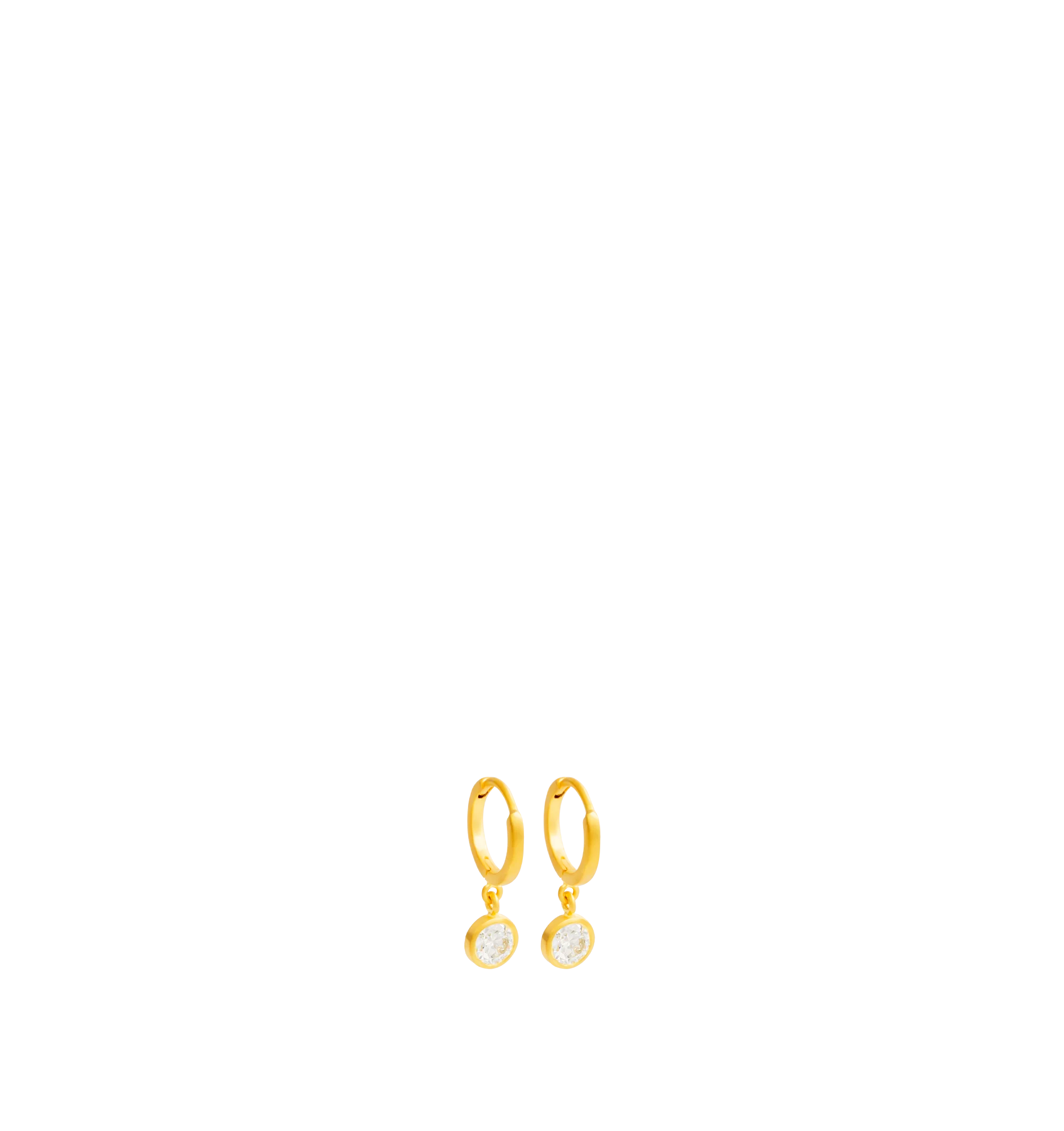 Image 1 of 2 - GOLD - Darius Jewels Old Mine Cut Diamond Drop Fairy Hoops featuring approximately 1.00 ct of reclaimed Old Mine Cut diamonds set in 18K Fairmined yellow gold. Dimensions: 8 mm inner diameter. Cheap Luxury Handbag Shop offers a range of pieces from this collection in-store. For personal consultation and detailed information about jewelry, please contact our dedicated stylist team at personalshopping@hirshleifers.com.