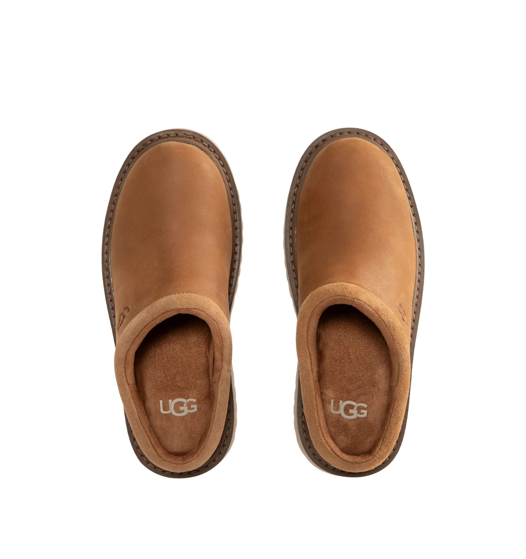 Image 4 of 4 - BROWN - UGG Men's Birch Clog II is crafted from premium suede and features a slip-on clog silhouette with a soft lining and cushioned footbed for exceptional everyday comfort. These designer clogs combine UGG's signature cozy feel with durable construction, making them a versatile choice for both indoor and outdoor wear. Main Material: Suede. Lining: Soft Textile. Sole: Rubber.